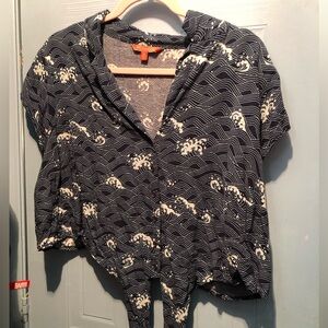 Modcloth Wave Crop Tie Top